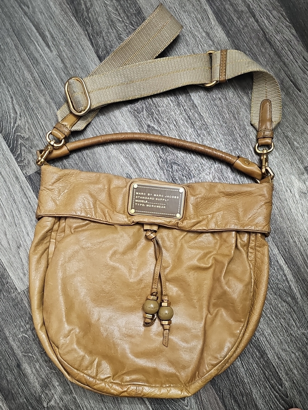 Marc by Marc Jacobs Tan Leather Shoulder Hobo with Adjustable Strap